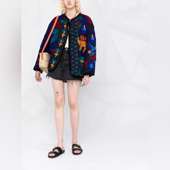 Forte Forte Embroidered Jaguar de Lua Wool Muslin Jacket Size Medium NWT Multi - Picture 3 of 10